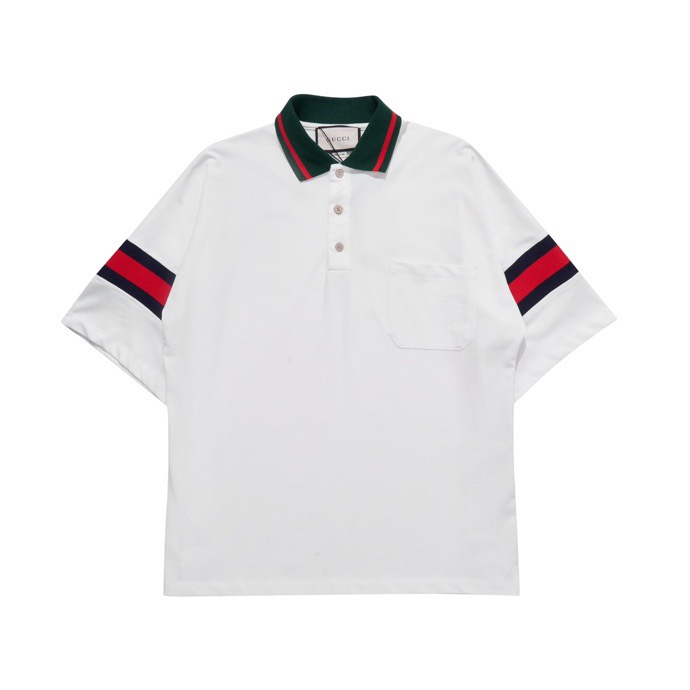 Áo polo Gucci Trắng kẻ tay cổ ống dài LA on web