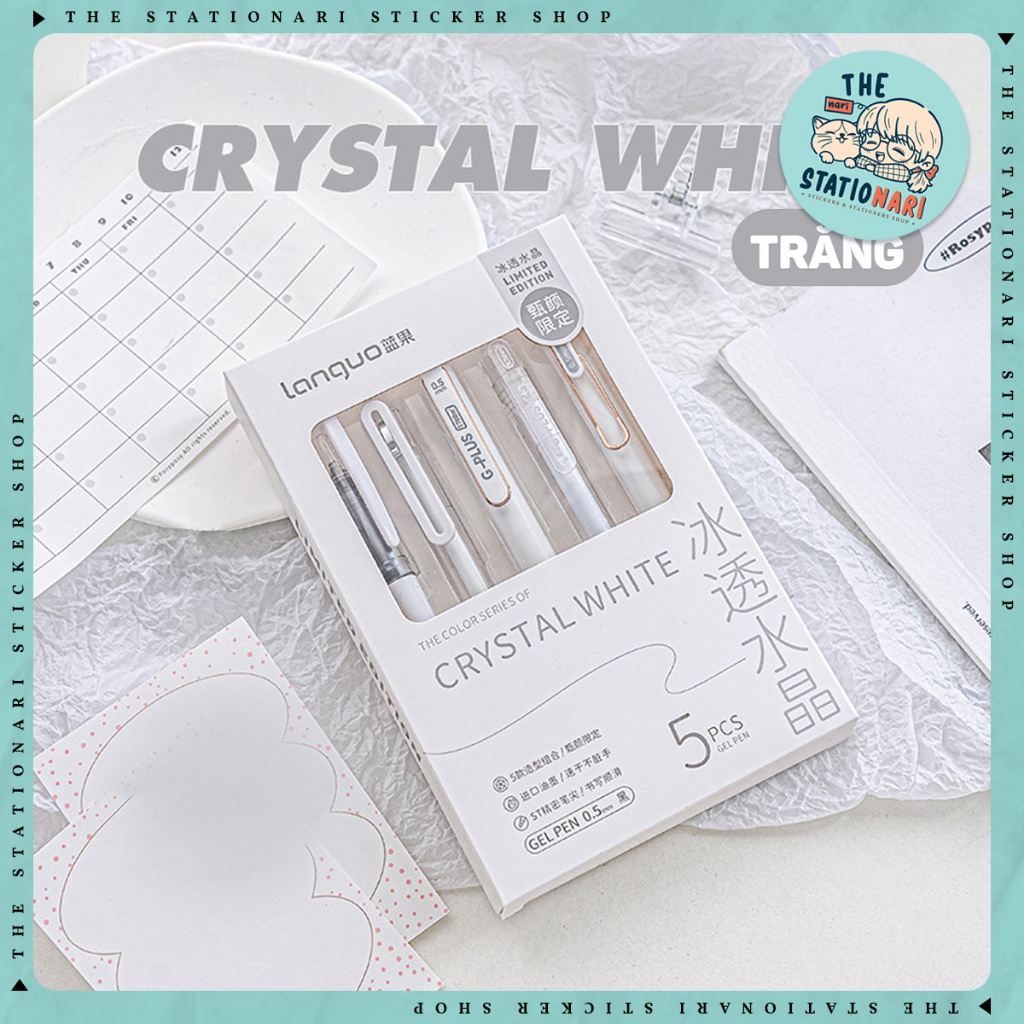 Set 5 bút gel đen Languo 5 vỏ màu