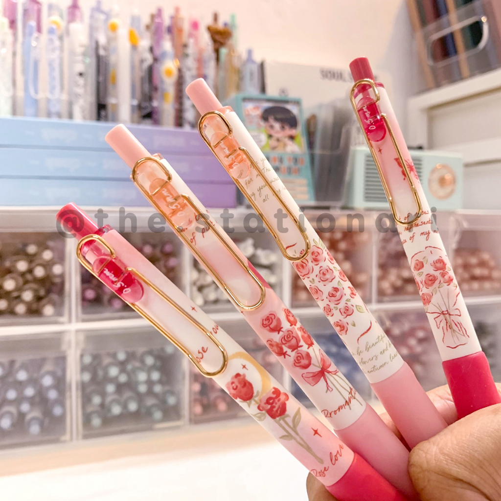 Bút bấm Mura gel đen ngòi 0.5mm Rose love