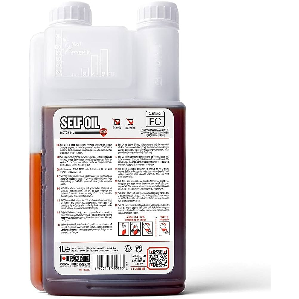 Nhớt 2 thì Ipone Self Oil 1L hương dâu bán tổng hợp - Nhập khẩu Pháp