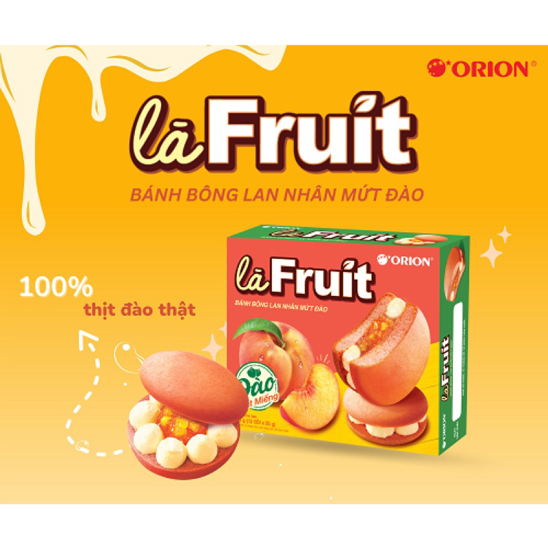 Bánh bông lan nhân mứt đào Là Fruit Orion hộp 12 cái