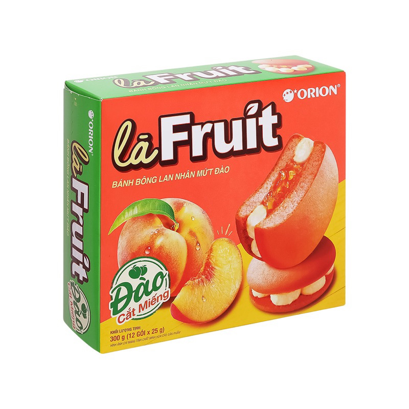 Bánh bông lan nhân mứt đào Là Fruit Orion hộp 12 cái