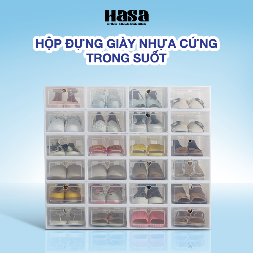 Hộp Đựng Giày Nhựa Cứng Trong Suốt, Kệ Để Giày Dép Size Lớn Chịu Lực 4kg HDG07
