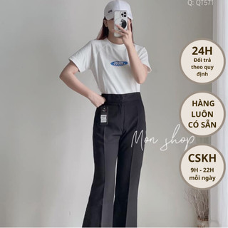 Quần tây ống loe 1 nút trơn qt571