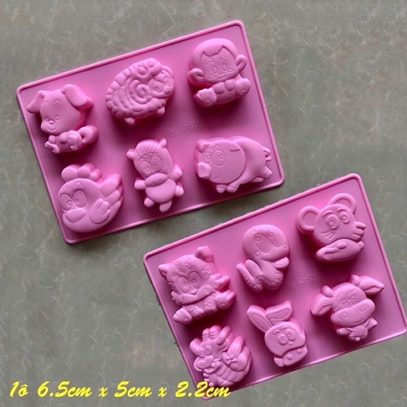 Khuôn silicon 12 con giáp 3d (mỗi khuôn có 6 con)
