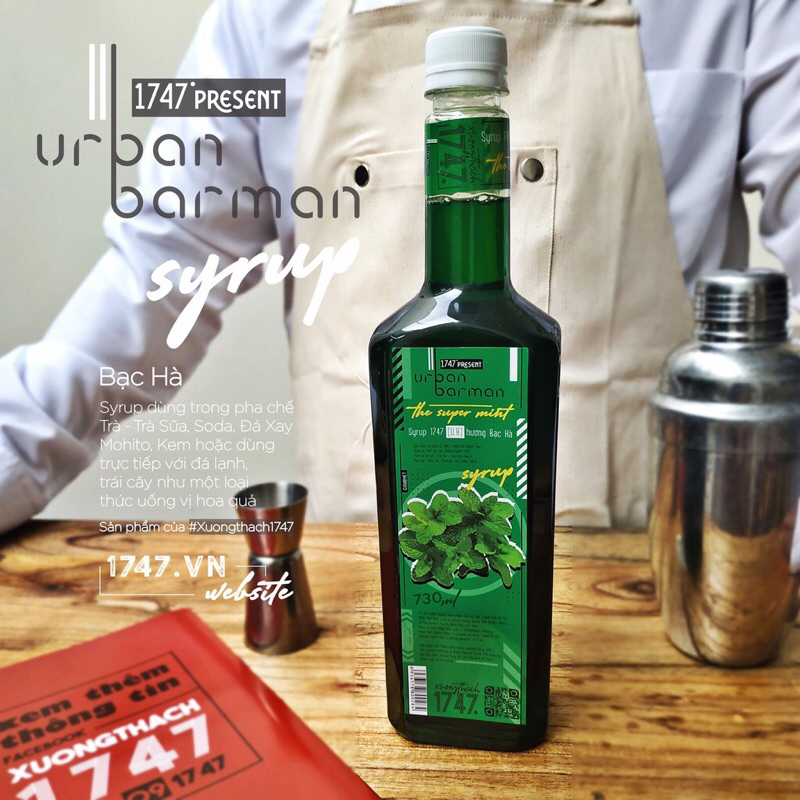 Syrup Bạc hà Urban Barman chai 730ml