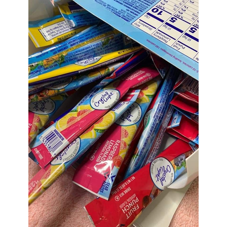 Combo 10 gói  Bột pha nước trái cây không đường   CRYSTAL LIGHT  - For Keto, DAS, Lowcarb, Eatclean & Tiểu đường