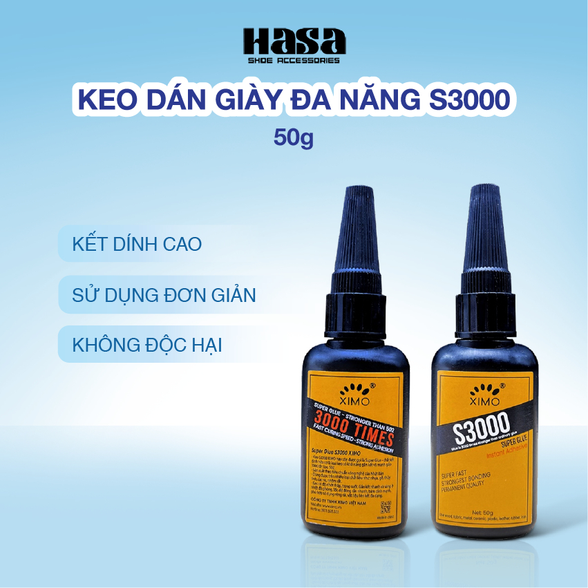 Keo dán đa năng Super Glue Ximo S3000 dán vật liệu gỗ, sắt, gốm, sành, sứ, sắt, inbox an toàn da tay chính hãng