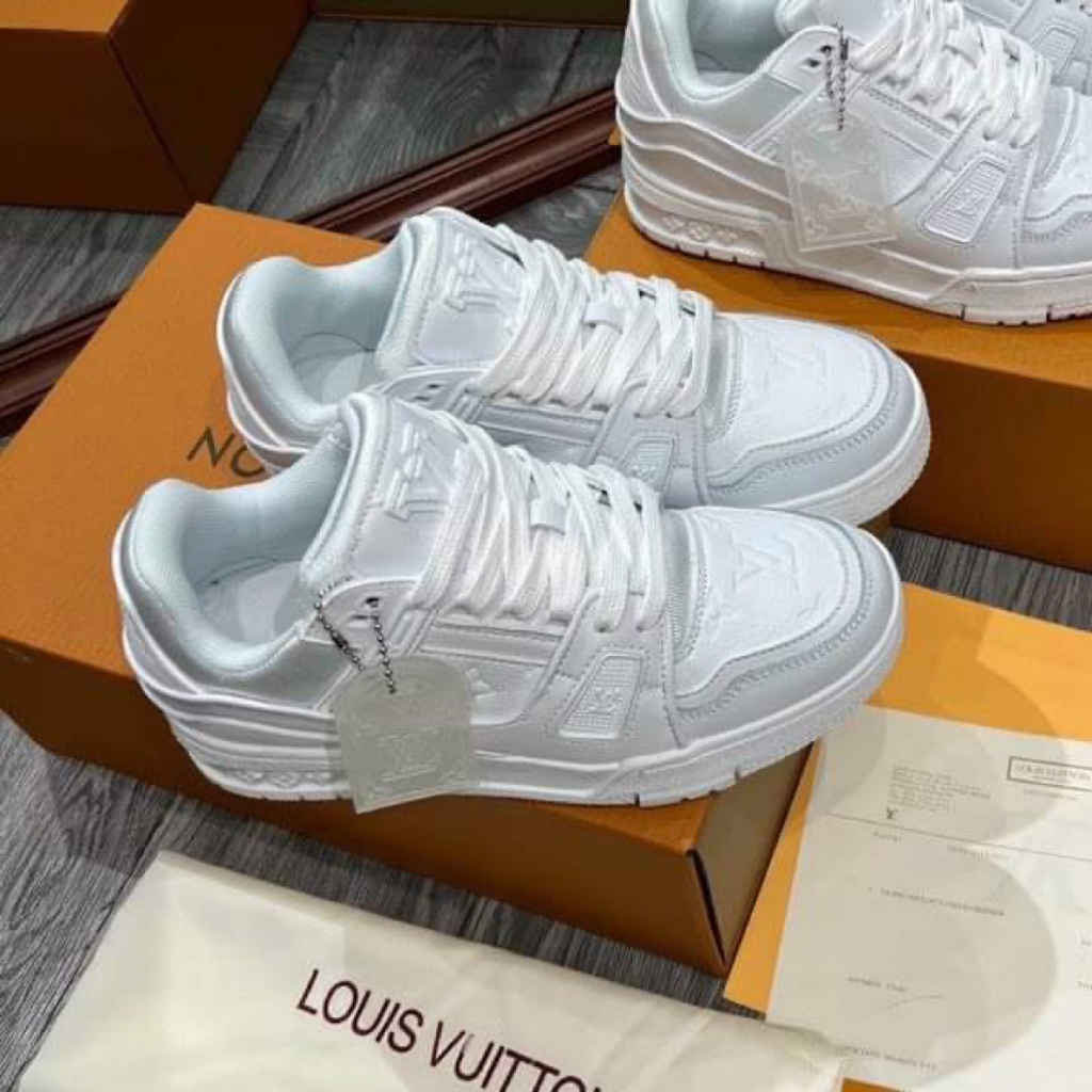 🎀 FlashSale 🎀 Giày LV Louis Vuitton Trainer Trắng, Giày LV fuil trắng Nam Nữ Hot Trend 2023.
