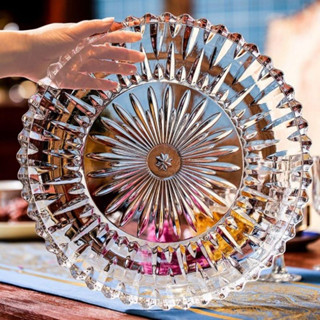 Đĩa thuỷ tinh tròn trắng siêu to đường kính 30cm