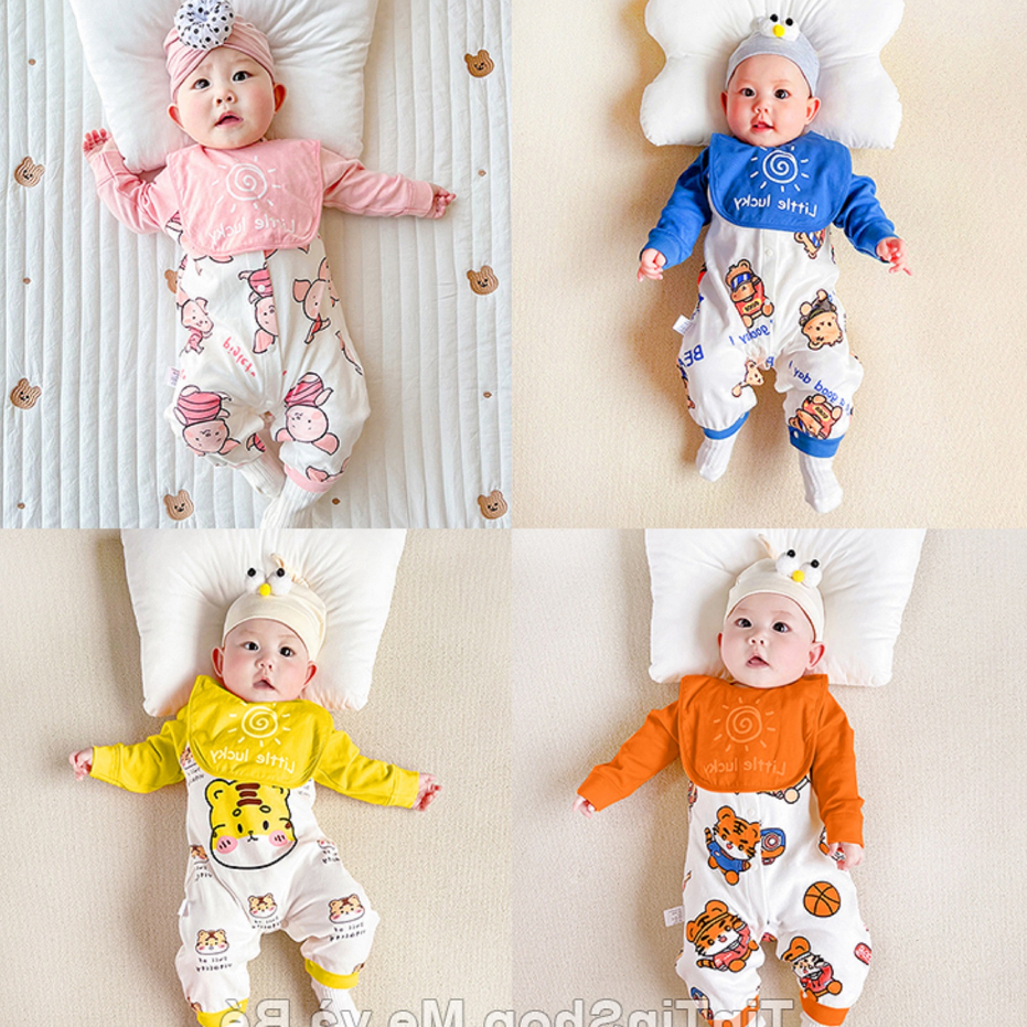 Áo liền quần Bodysuit cho bé trai bé gái chất cotton KÈM YẾM cho bé sơ sinh 3-12kg SLT50