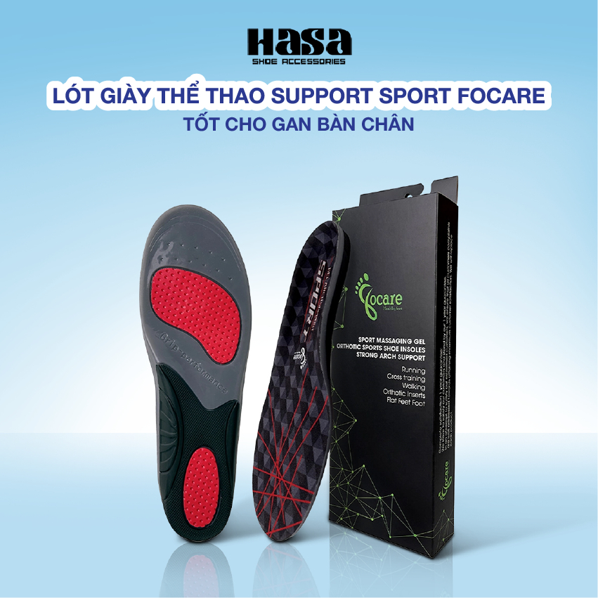 Lót giày thể thao Arch Support Sport Focare êm chân tốt cho gan bàn chân LGF01 chính hãng