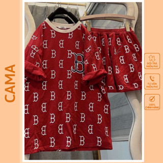  Bộ quần đùi áo thun unisex nữ tay lỡ form rộng chất cotton su in chữ BTO CAMA STORE B53 
