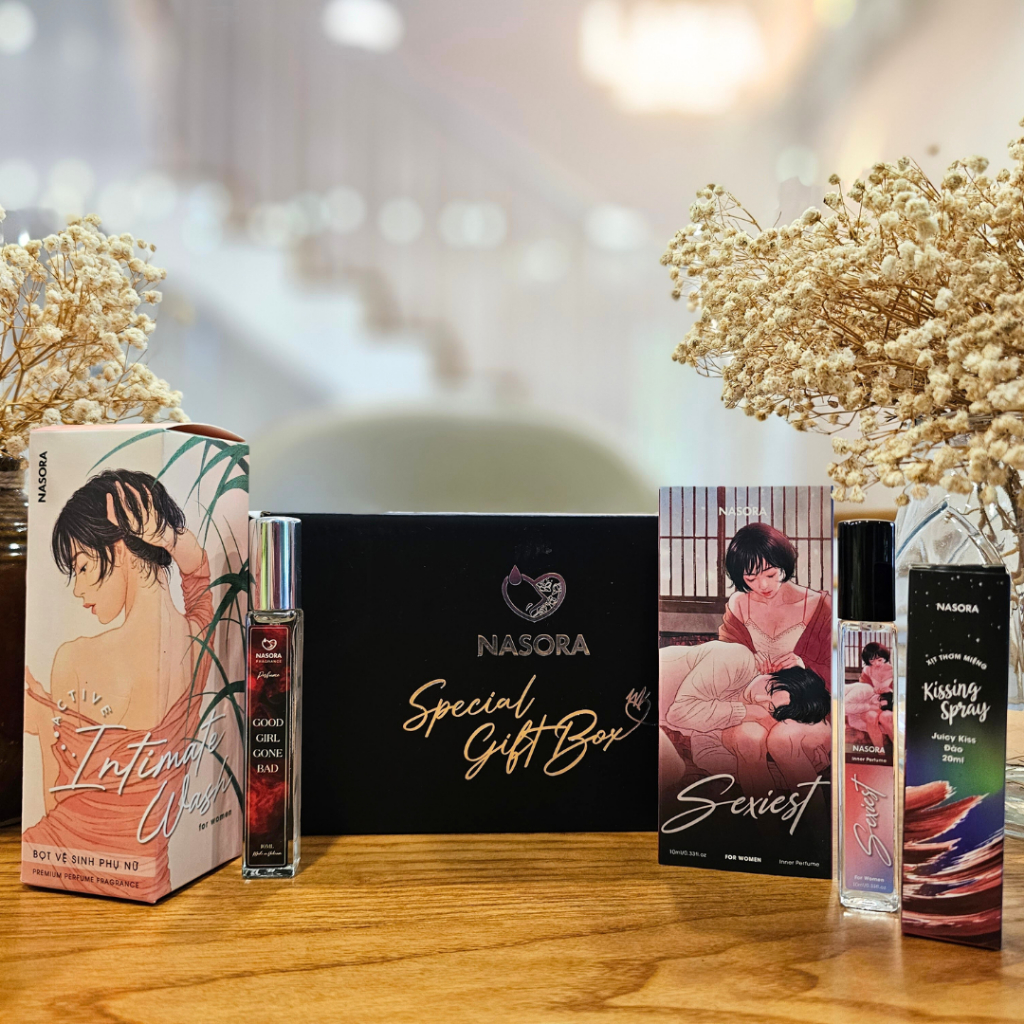 [COMBO BAD GIRL ĐI DATE] Bộ Sản Phẩm Nasora 4 IN 1 Gồm Kissing Spray, Bọt Vệ Sinh Nữ, Nước Hoa Nữ Và Nước Hoa Vùng Kín