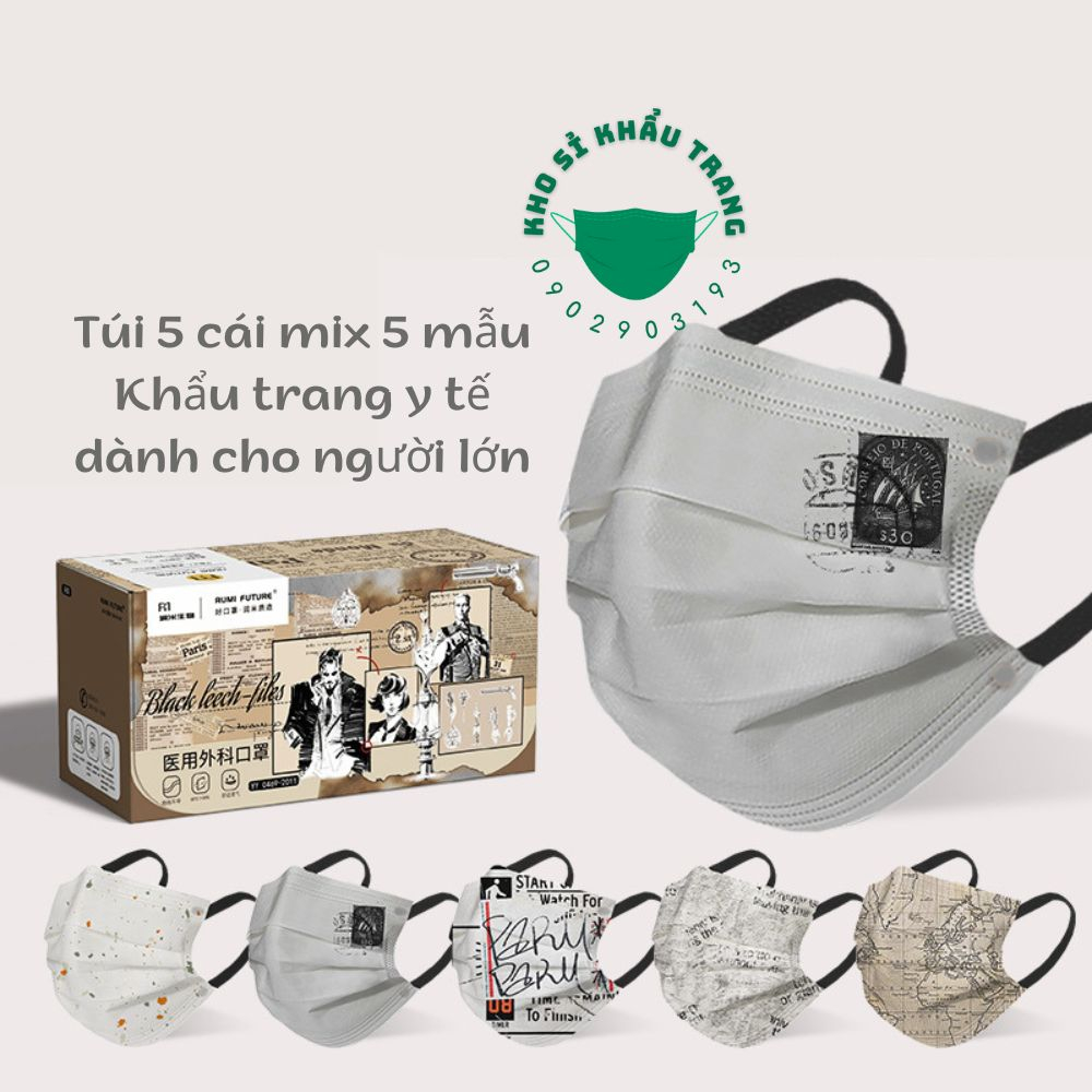 Khẩu trang y tế hoạ tiết dành cho người lớn mã K241