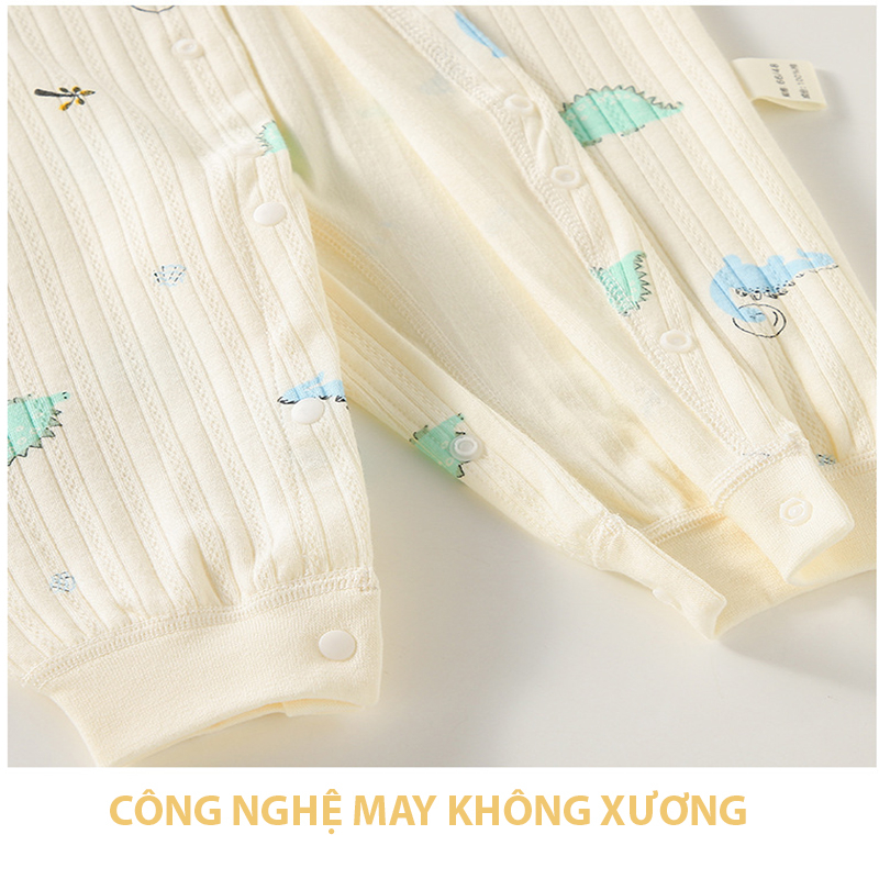 Bộ đồ liền thân Bodysuit dài tay cotton Diamond cao cấp Hàng Quảng Châu body áo liền quần cho bé trai bé gái SLT35