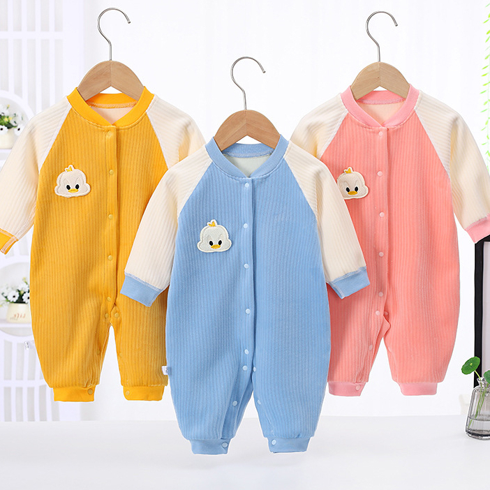 Body nhung lót nỉ cho bé trai bé gái mặc thu đông Bodysuit liền thân dài tay hàng Quảng Châu xuất Hàn SLN06