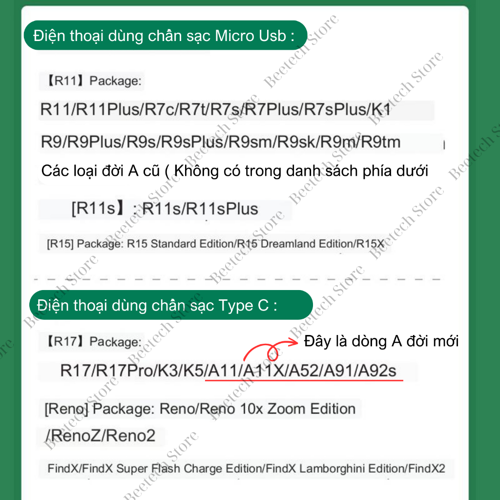 Bộ Sạc Oppo Realme 20w BEETECH Chuẩn Sạc Vooc Lõi Xanh Lá Cây Zin Chính Hãng