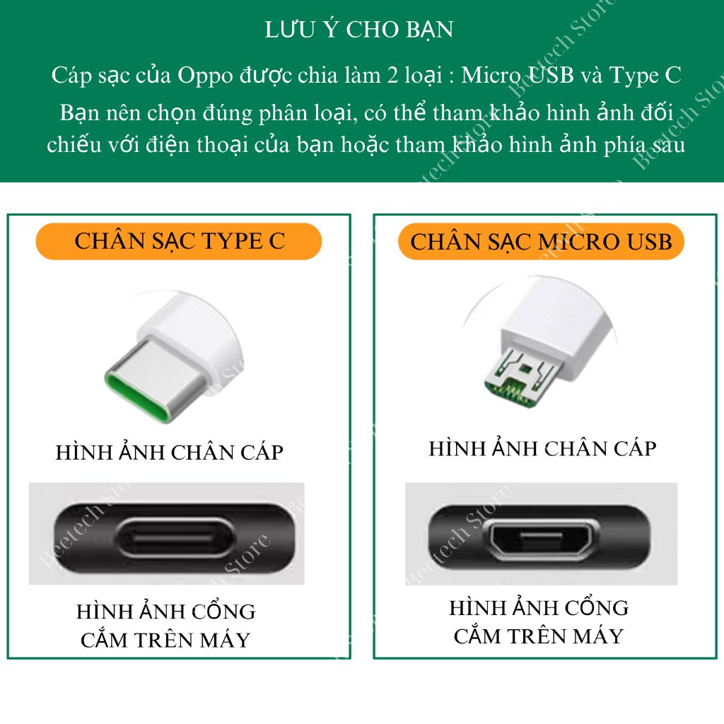 Bộ Sạc Oppo Realme 20w BEETECH Chuẩn Sạc Vooc Lõi Xanh Lá Cây Zin Chính Hãng
