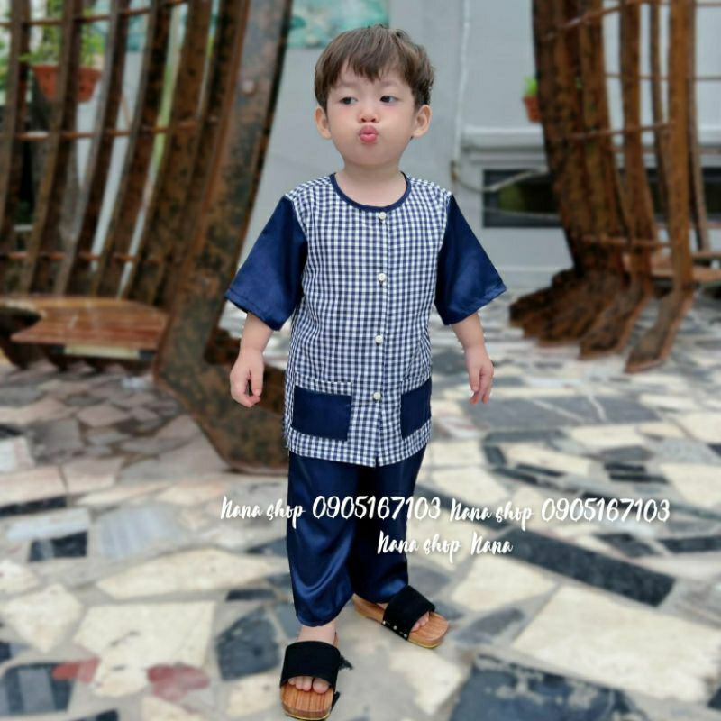 Bộ bà ba caro cho bé / Bà ba vải mềm mịn mát size 8 - 35ky