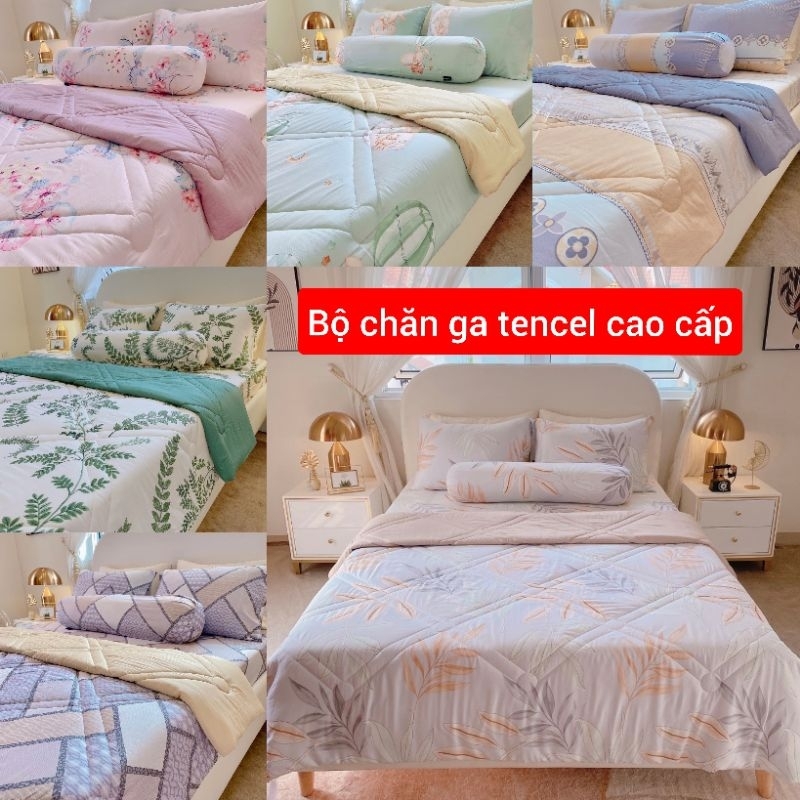 Bộ chăn ga tencel modal chăn trần hè cao cấp chất đẹp mát mịn