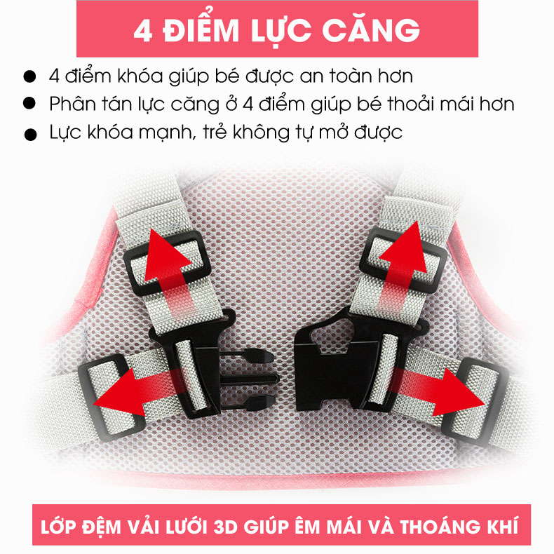 Đai Đi Xe Máy Địu Em Bé, Đai Lưng An Toàn Chở Bé Ngồi Trước Sau