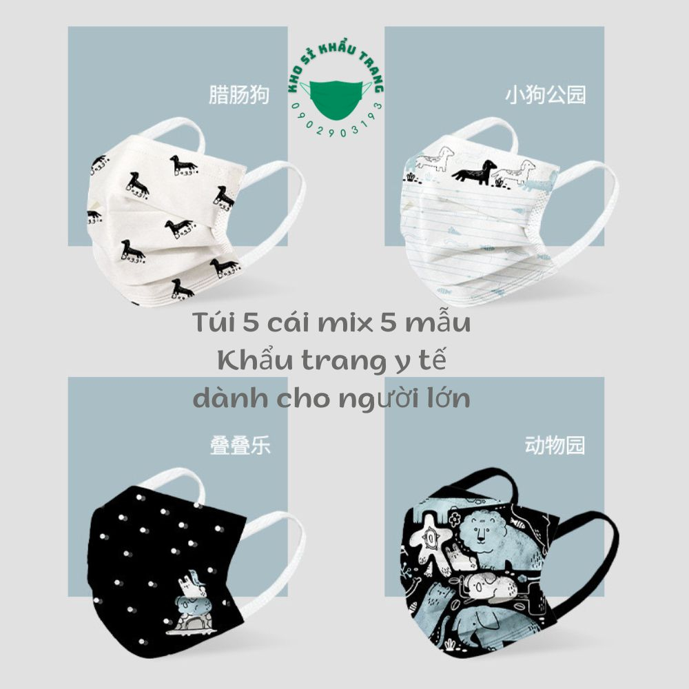 Khẩu trang y tế hoạ tiết dành cho người lớn mã K245