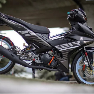 Tem rời y15zr ex 150 sọc chéo dán xe đen nhám