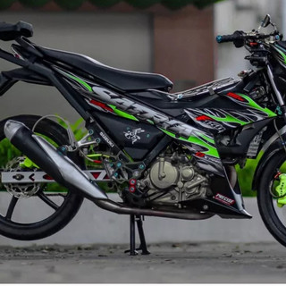 Tem Rời Satria 150 Lửa Xanh Dán Xe Đen