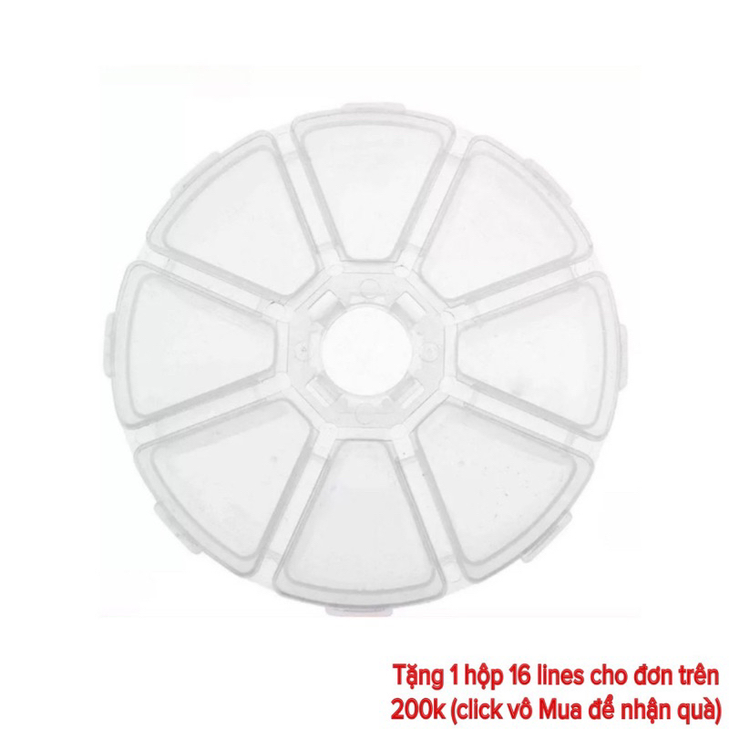 Hộp nhựa tròn 8 ô đựng mi fan, phụ kiện nối mi, nail, phun xăm (dụng cụ nối mi)