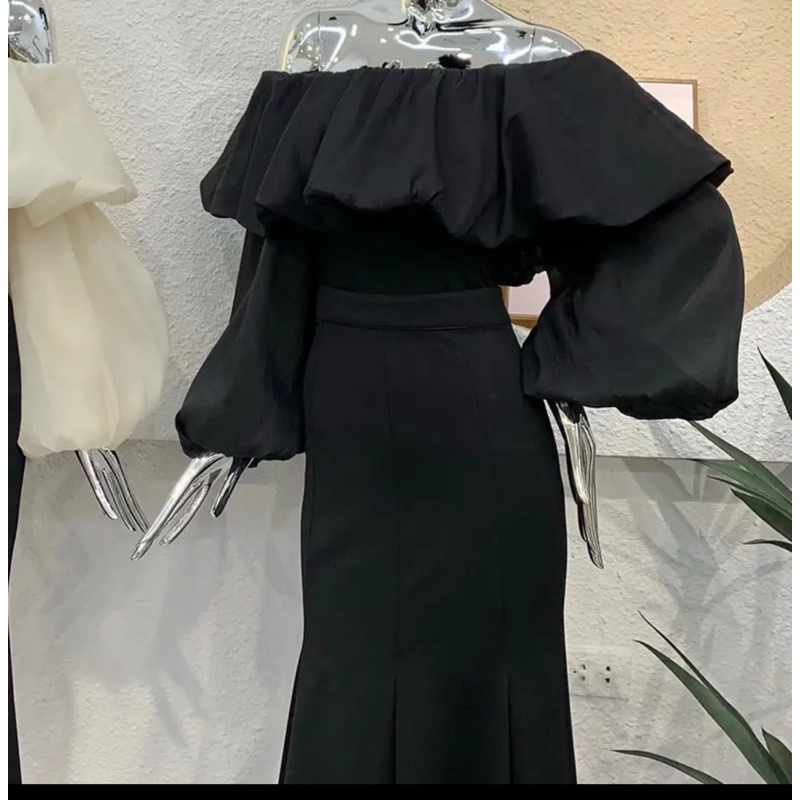 Set áo trễ vai váy đuôi cá