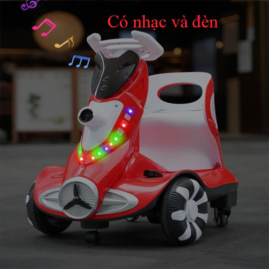 Xe điện trẻ em xoay 360 độ, Xe xoay cho bé TRAI - GÁI 1 - 4 tuổi Có chức năng thổi bong bóng Có điều khiển từ xa.