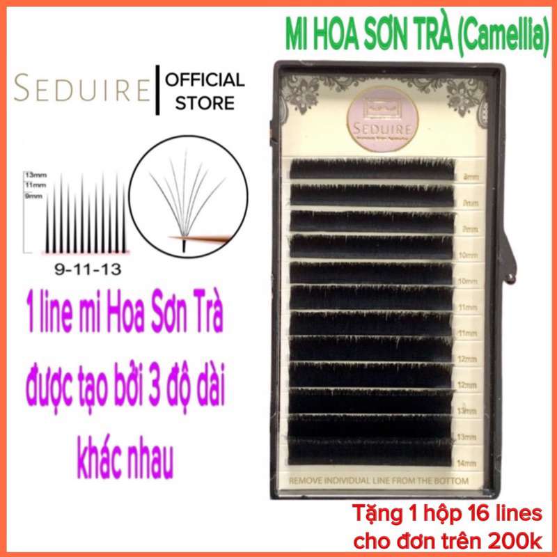 Mi khay (mi nối) Hoa Sơn Trà (Camellia) với 3 độ dài khác nhau trong 1 line loại 12 hàng (dụng cụ nối mi)