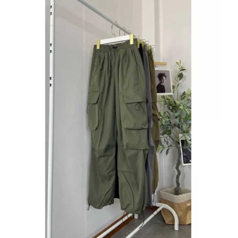 Quần Vải Dù Dây Rút Eo Chun TheCotton Quần Jogger Ống Suông Vải Mát_nt.studio