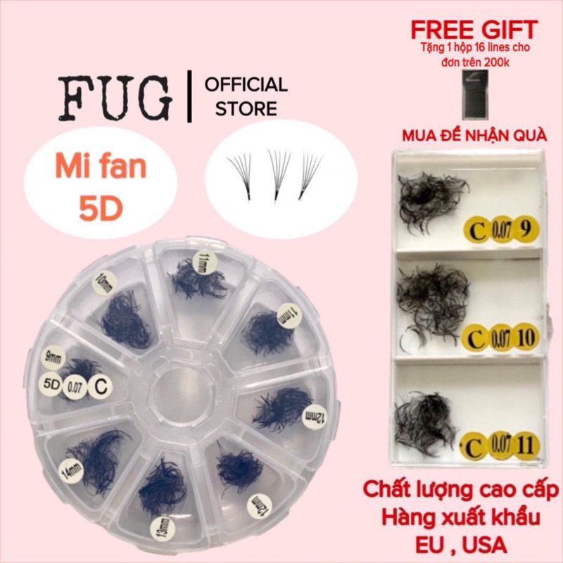 Mi fan premade 5D mix các loại, 1 hộp 500 fan hoặc 1000 fan (hàng xuất khẩu) (dụng cụ nối mi)