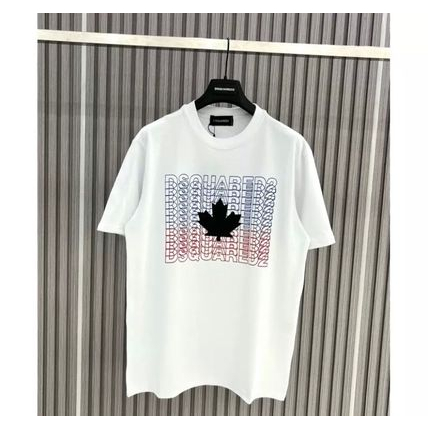 Áo phông DSQ in lá phong nhấp nháy siêu cấp form rộng cotton 2C trendy nam nữ 2023