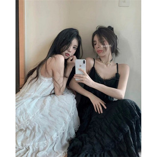 Váy hai dây ullzang công chúa cổ tròn đáng yêu dáng dài dễ thương