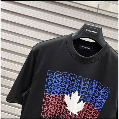 Áo phông DSQ in lá phong nhấp nháy siêu cấp form rộng cotton 2C trendy nam nữ 2023