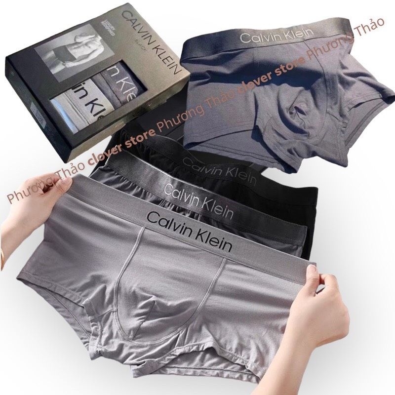 Hộp 3 quần sịp đùi nam CK cao cấp phong cách thể thao cotton co giãn thấm hút mồ hôi