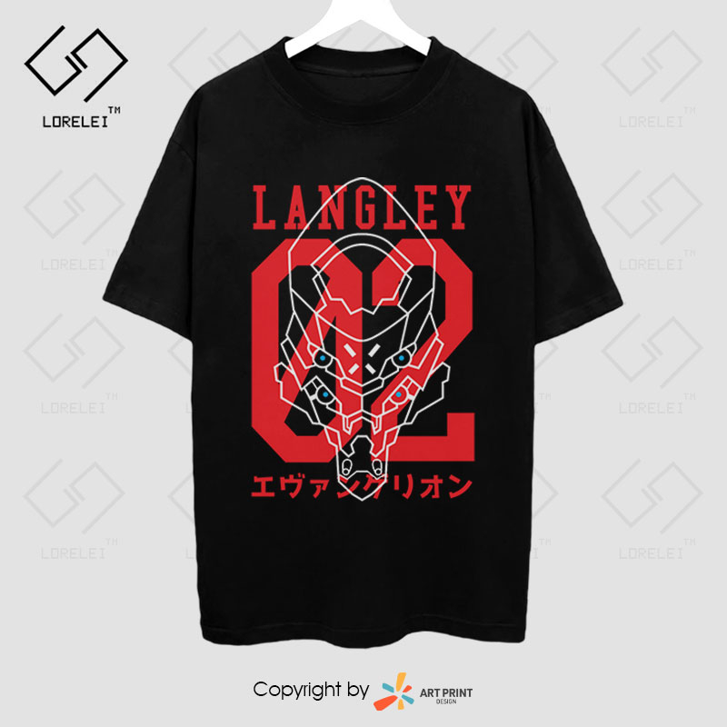 Áo thun Neon Genesis Evangelion LANGLEY Unit 02 (Black) ngắn tay