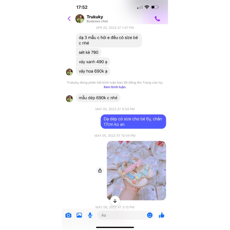 Dép bé gái 6y chân 17cm