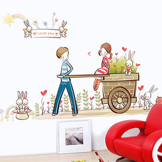 Tranh đề can, decal dán tường tình yêu lãng mạn MJ7011, hình sticker dán tường
