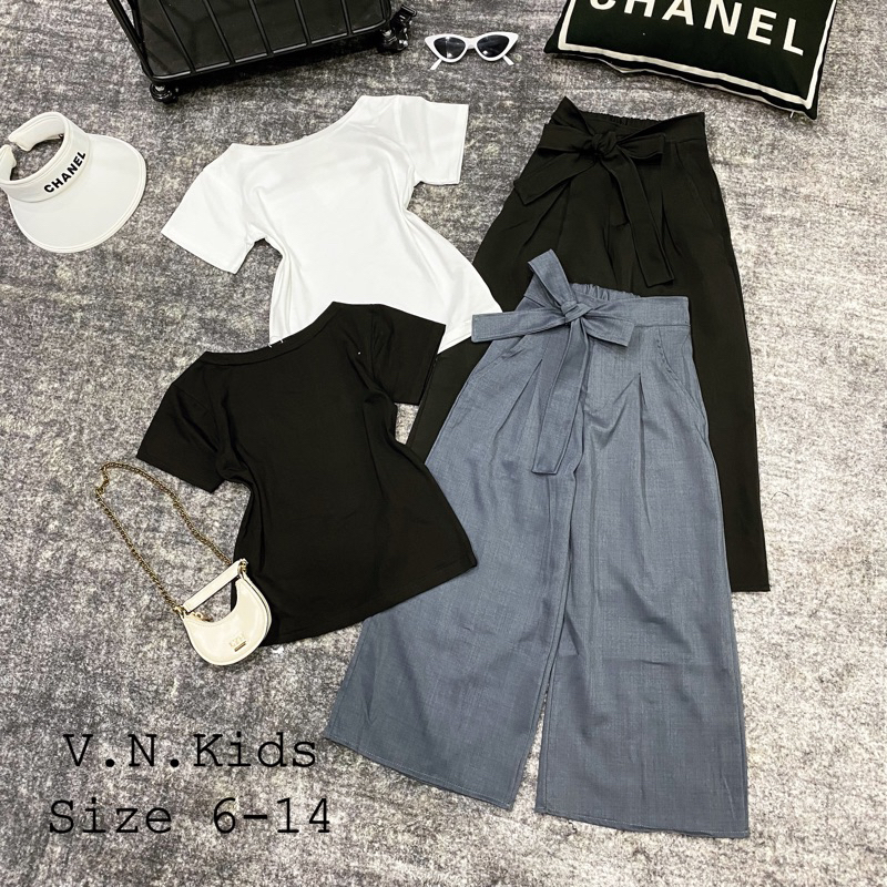 Set áo cổ thuyền + quần sớ sang chảnh cho Bé size đại 20kg - 44kg