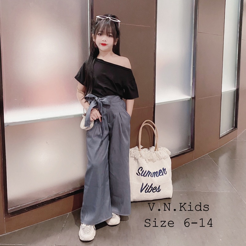 Set áo cổ thuyền + quần sớ sang chảnh cho Bé size đại 20kg - 44kg