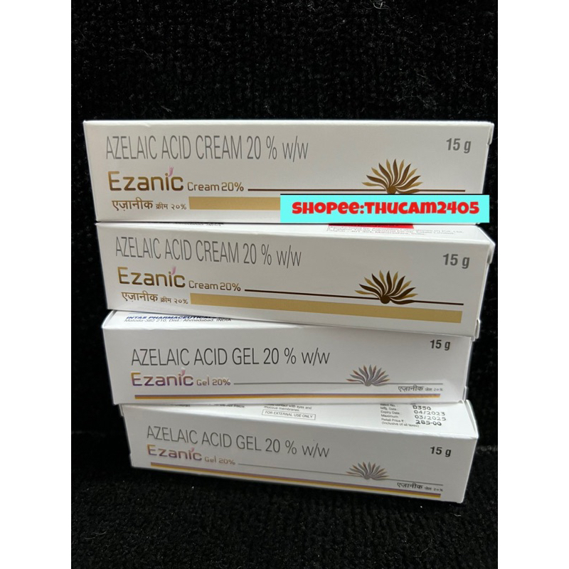 GEL - CREAM Ezanic 20% azelaic acid, Hỗ trợ giảm mụn, mờ thâm mụn,sáng da (15g).