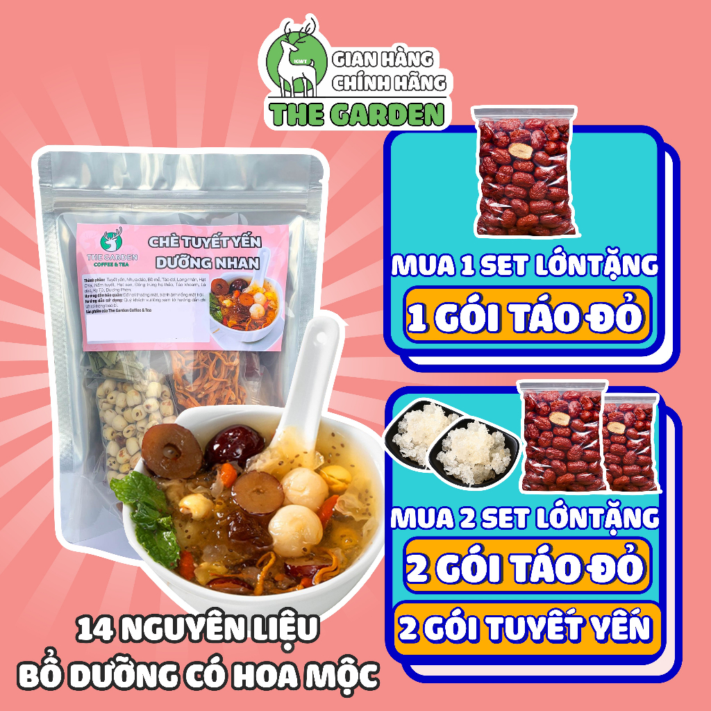 Trà Chè Tuyết Yến Dưỡng Nhan The Garden 30 chén 500g