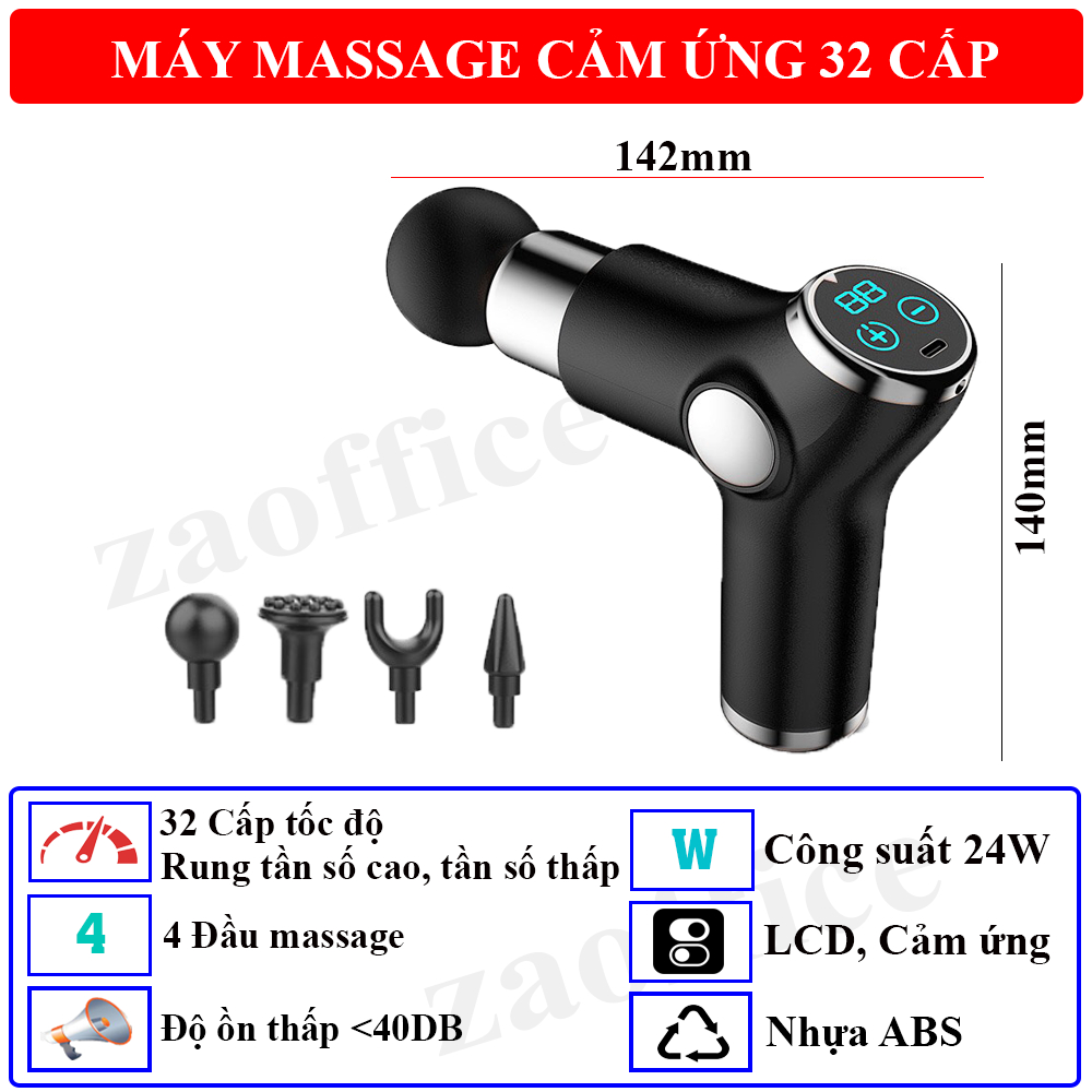 Súng massage toàn thân đa năng 4 đầu 32 cấp