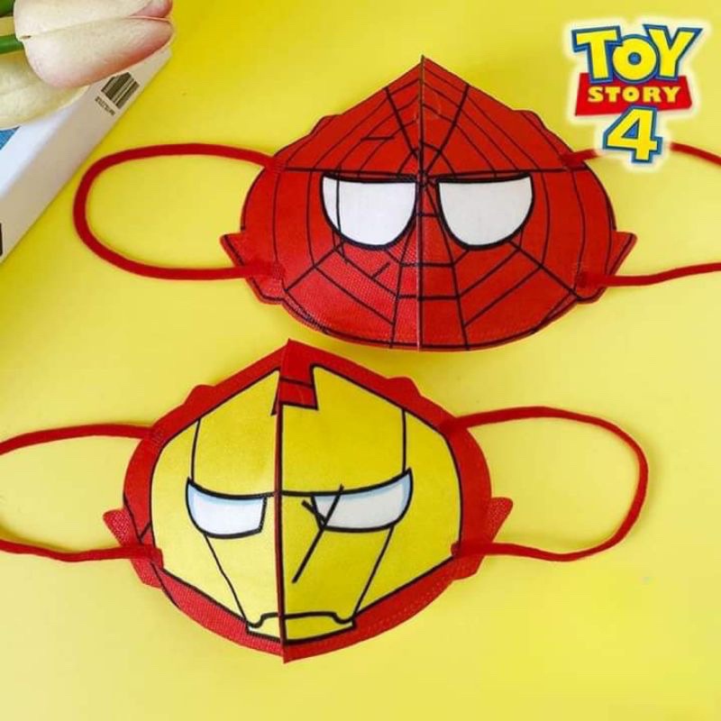 Khẩu Trang In Hình Mặt Người Nhện, Người Sắt Cho Bé 3-10Tuổi