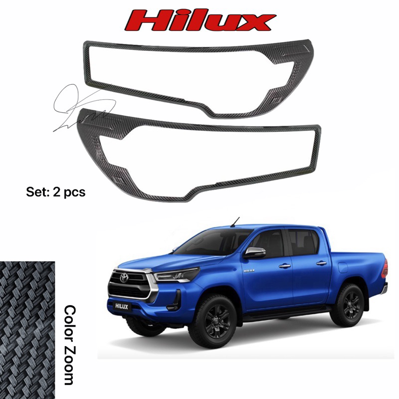 Ốp nẹp đèn Pha Hậu xe Hilux 2019-2023 Carbon fiber Phụ kiện
