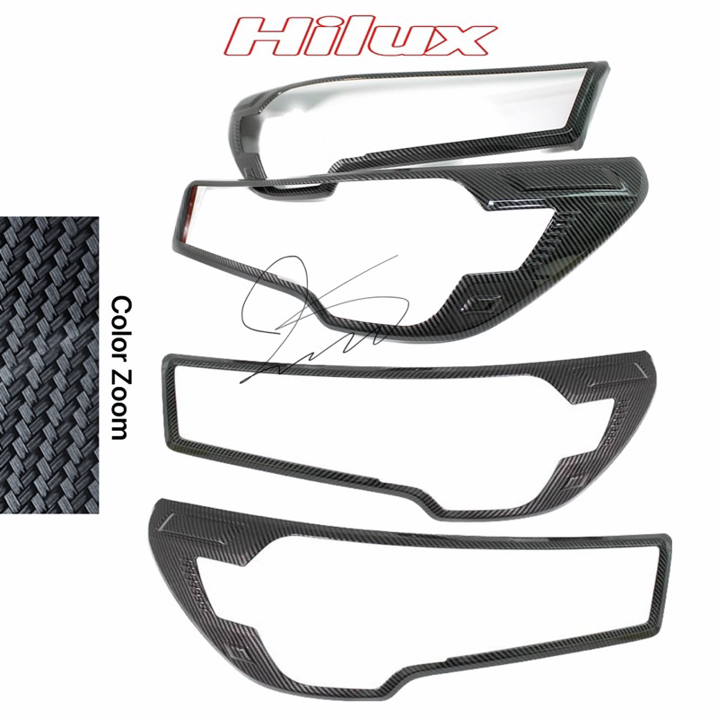 Ốp nẹp đèn Pha Hậu xe Hilux 2019-2023 Carbon fiber Phụ kiện
